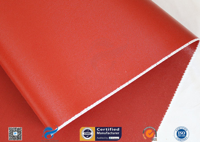 Heat Insulation 18oz 510g Red Silicone Coated Fiberglass Fabric Anti - Corrosion