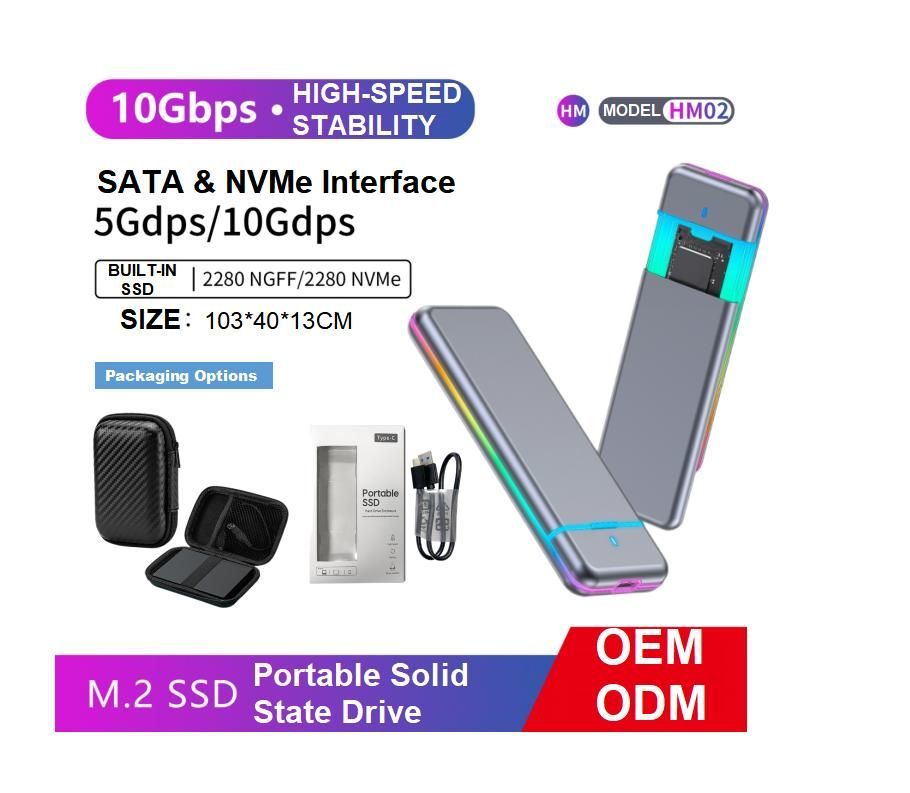 Infinites 1tb 2tb 4tb 6tb 2.5&prime; High Speed Data Transfer Portable External SATA SSD RGB Built in SSD 5gbps 10gbps with Colorful Ambiance Lights