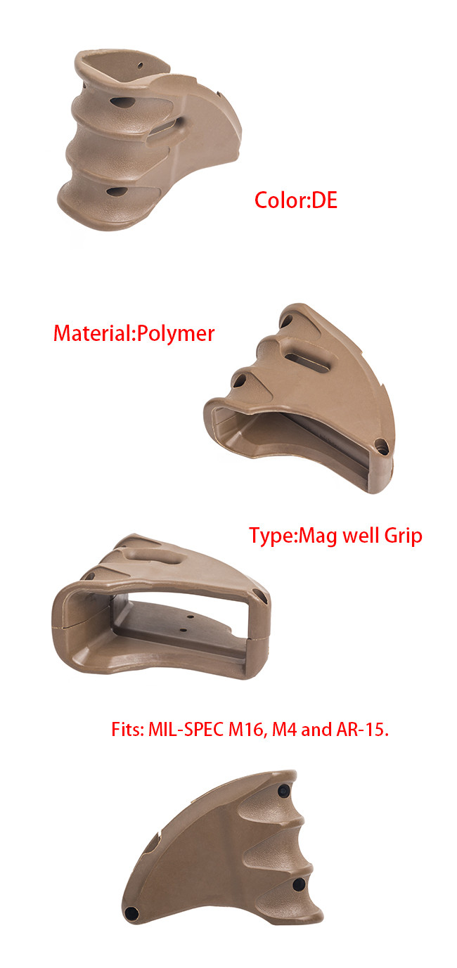 Hunting Equipment Scope Mount Base M4 / M16 Mag Well Grip Magazine Finger Grooves Adapter DE