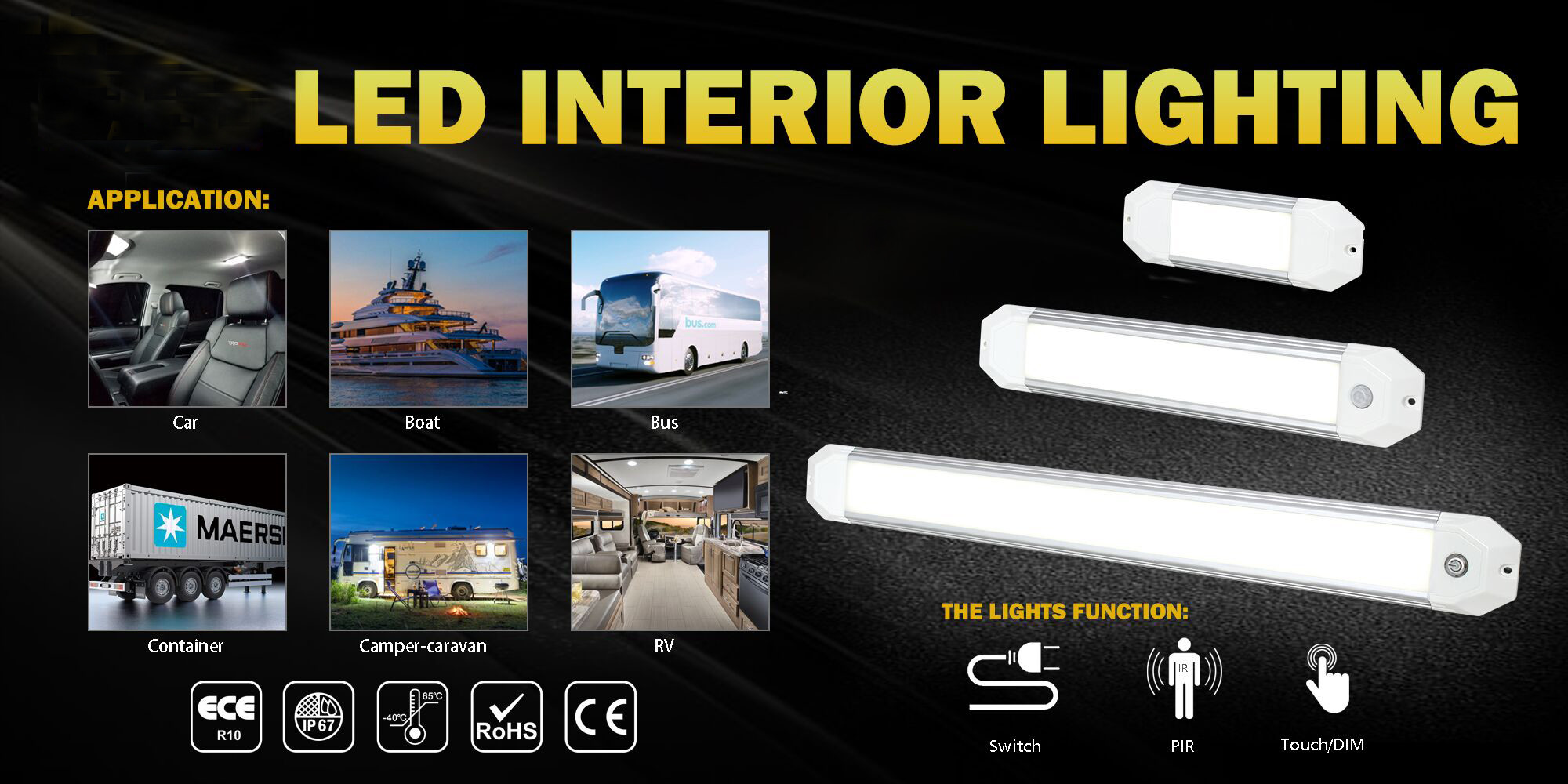 540Lm Surface Mount Marine Ceiling Light IP67 For Boat Yacht