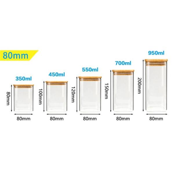Eco-friendly High Borosilicate Food Airtight Kitchen Glass Storage Jars With Bamboo Wooden Lids