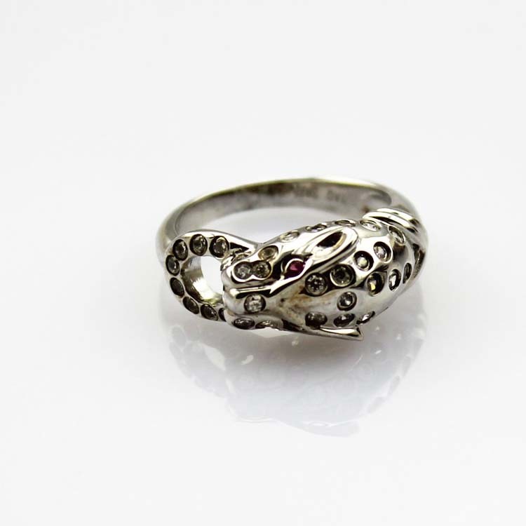 Designer Jewelry Pave Cubic Zircon 925 Silver Leopard Ring(R210)