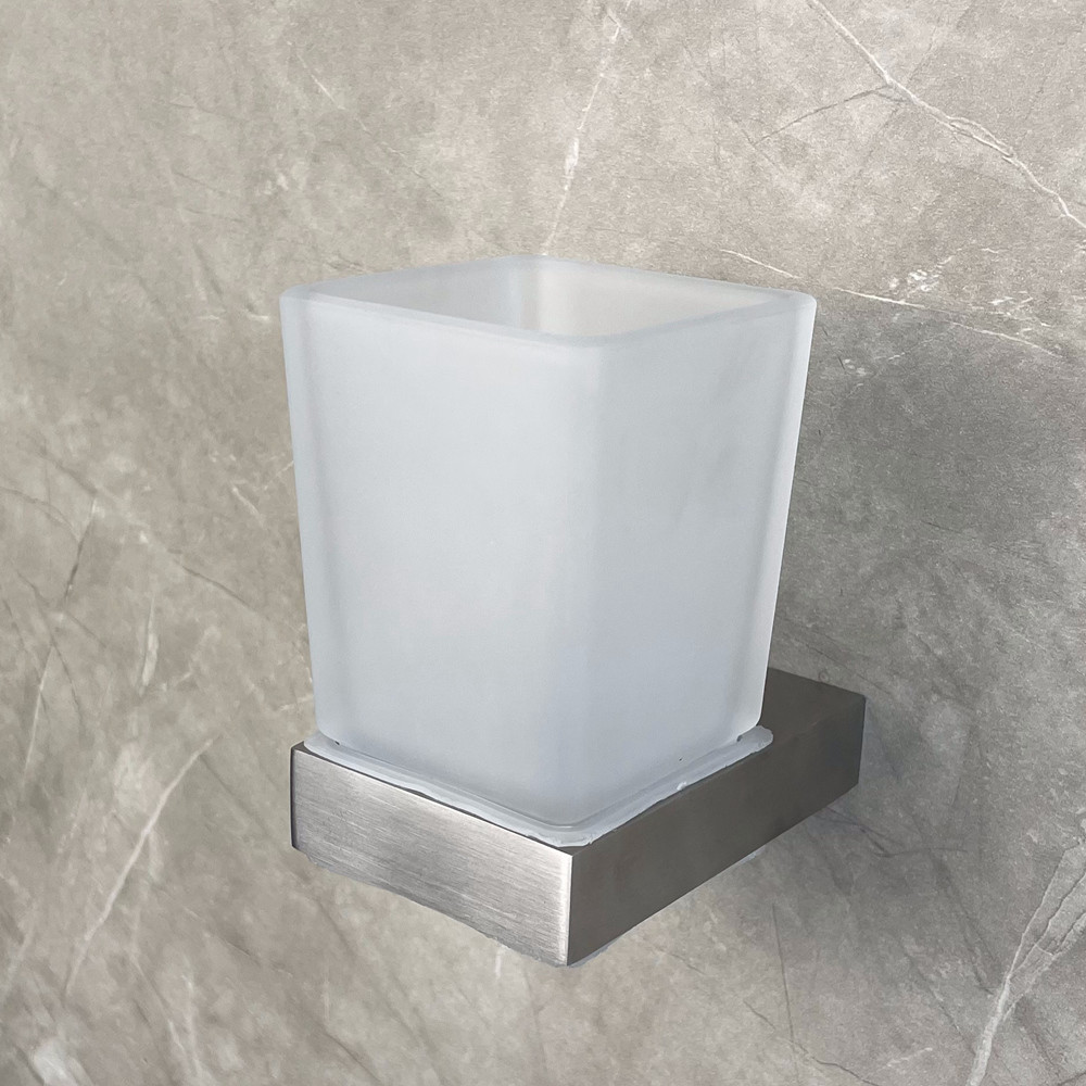 Sus 304 Single Glass Cup Toothbrush Holder Bathroom Square Tumbler Holder