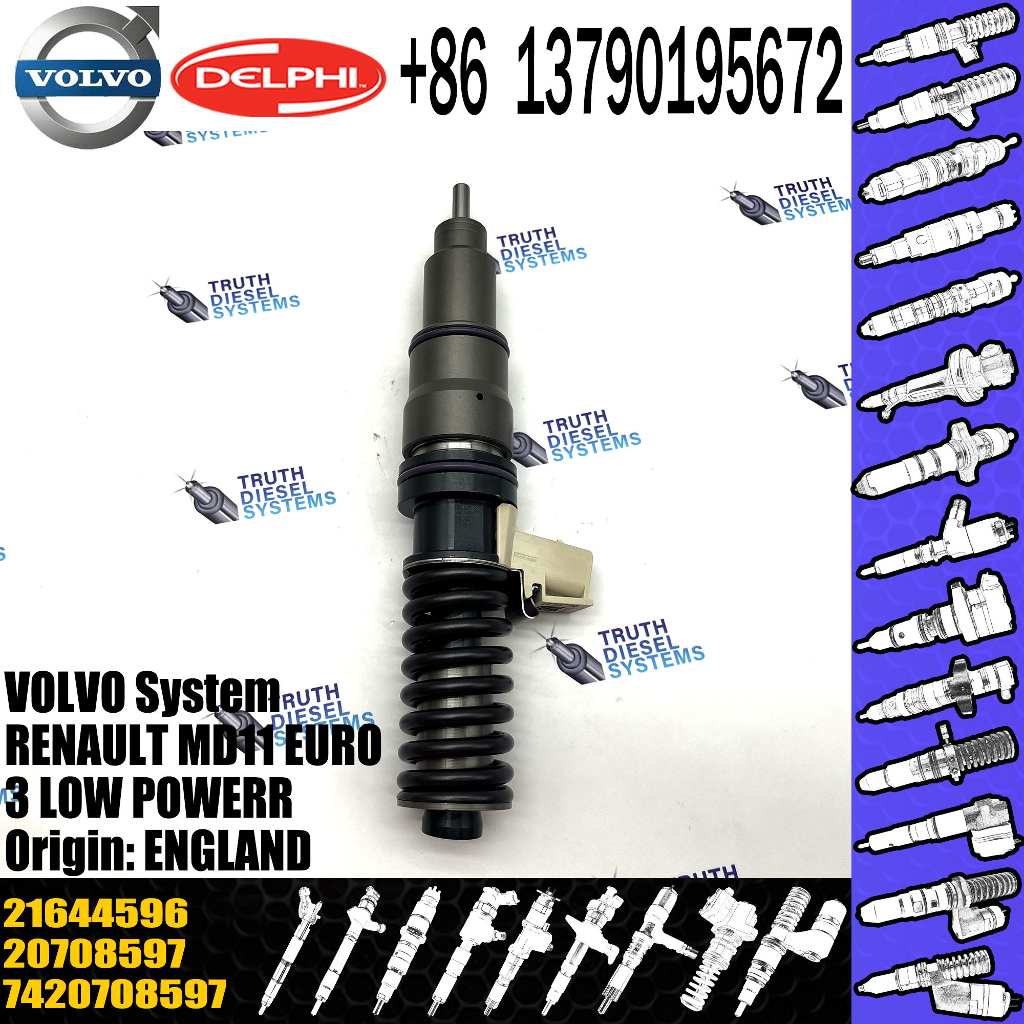 Original Common Rail Fuel Injector 21340611 21340612 VOE21340611 VOE21340612 21582101 21644596 3801369