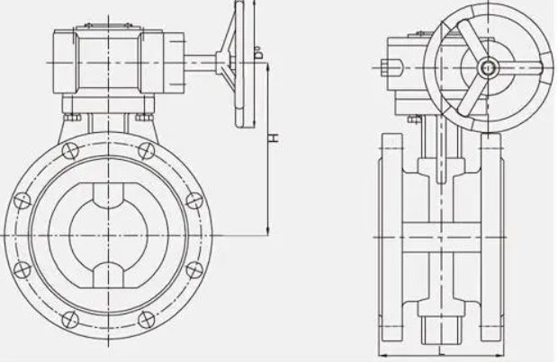 Industrial Diaphragm Structure Ductile Iron Double Flange Concentric Pn16 Butterfly Valve