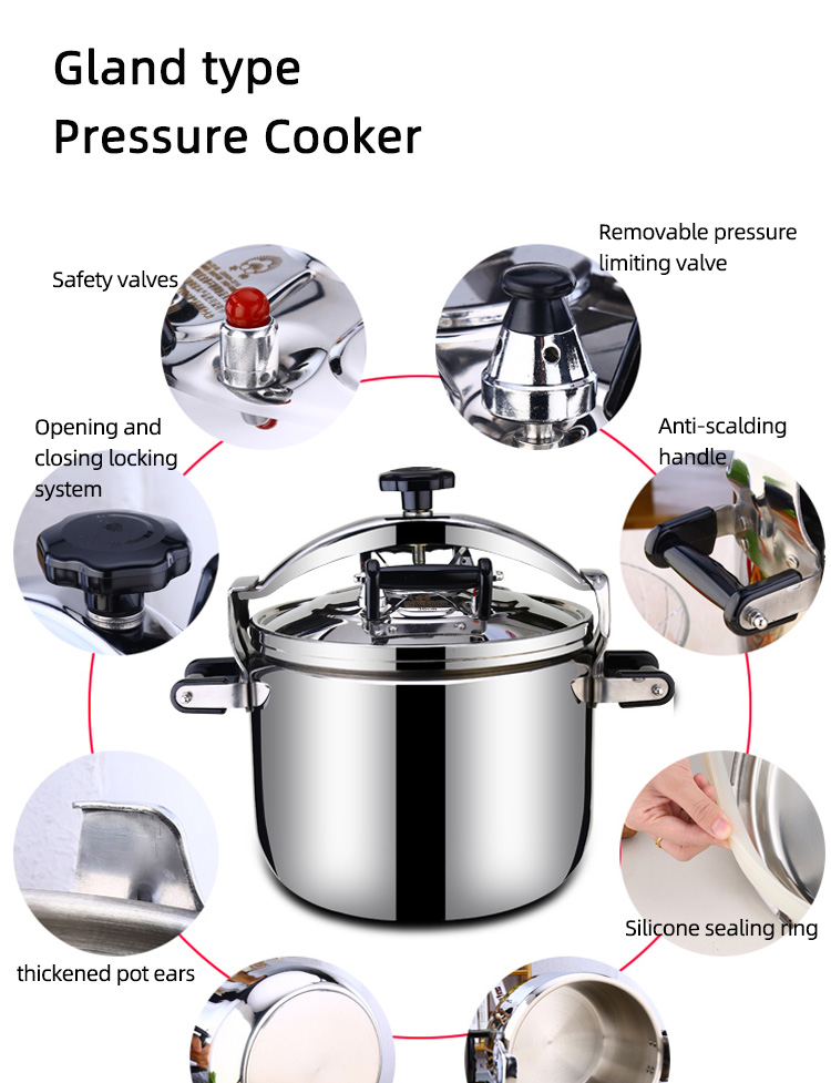 SUS304 Stainless Steel Pressure Cooker 30 - 44cm Sustainable