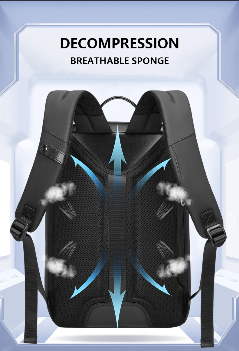 Polyester Black Anti Theft Waterproof Travel Laptop Backpack 20Litre