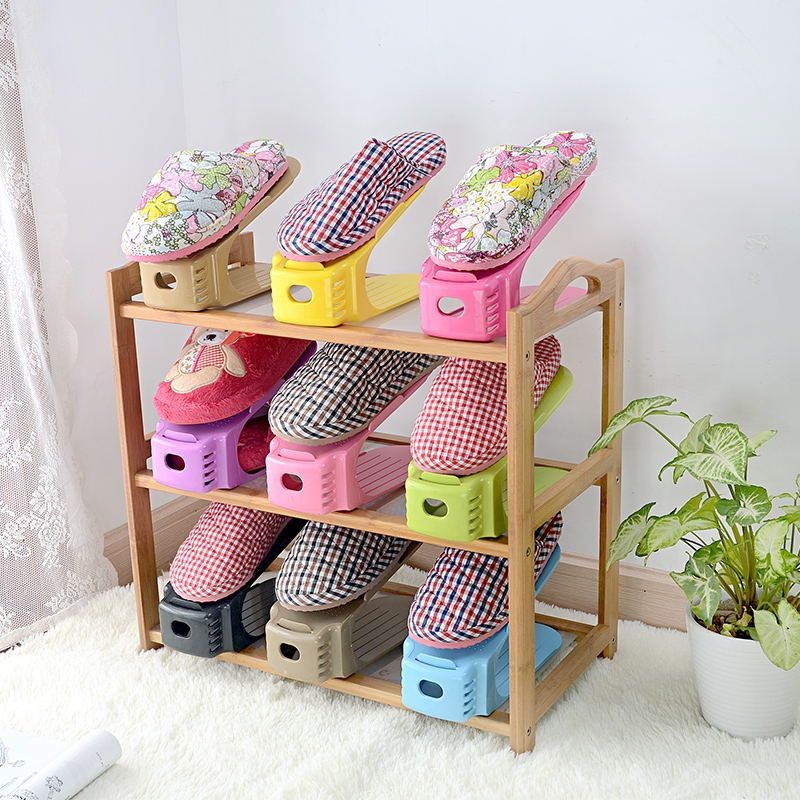 PP 1 Pc Display Rack Shoes Organizer Space Saving Plastic LFGB Multi Color
