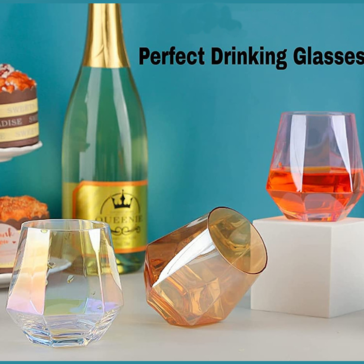Shatterproof Acrylic Plastic Whiskey Glasses Cocktails Tritan Stemless Wine Glasses