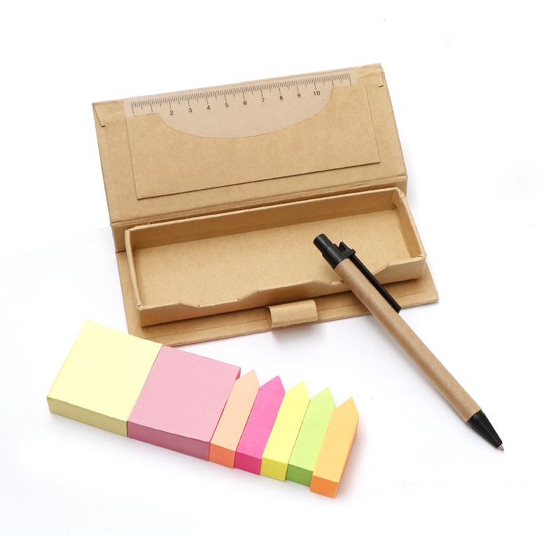Advertising Eco Friendly Kraft Paper Sticky Notebook With Pen