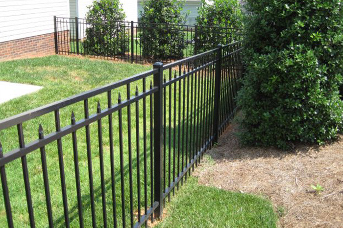 Powder Coated Black Wrought Iron Ornamental Fence Easy Installation