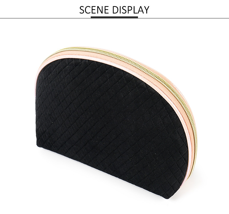 Half Moon Handy Black Velvet Organizer Makeup Bag