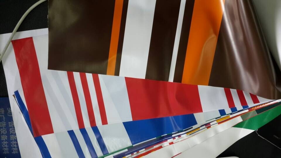 Striped Fire Retardant Tarpaulin PVC Laminates TL550 Hot Melt Coating High Strength Material