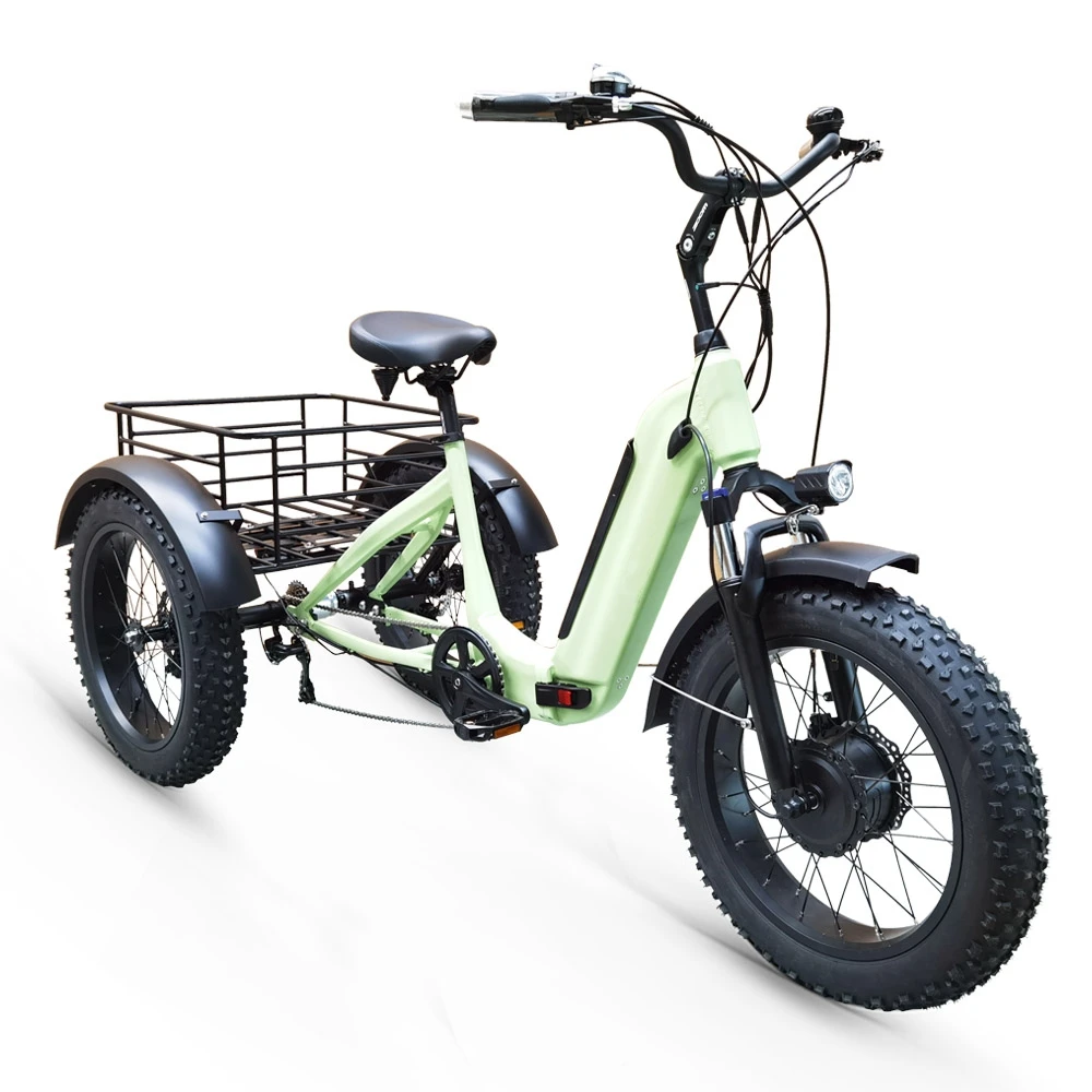 Aluminum Alloy Frame 3 Wheel Electric Tricycle Folding 20 Inch Fat Tire Electric Cargo Bike
