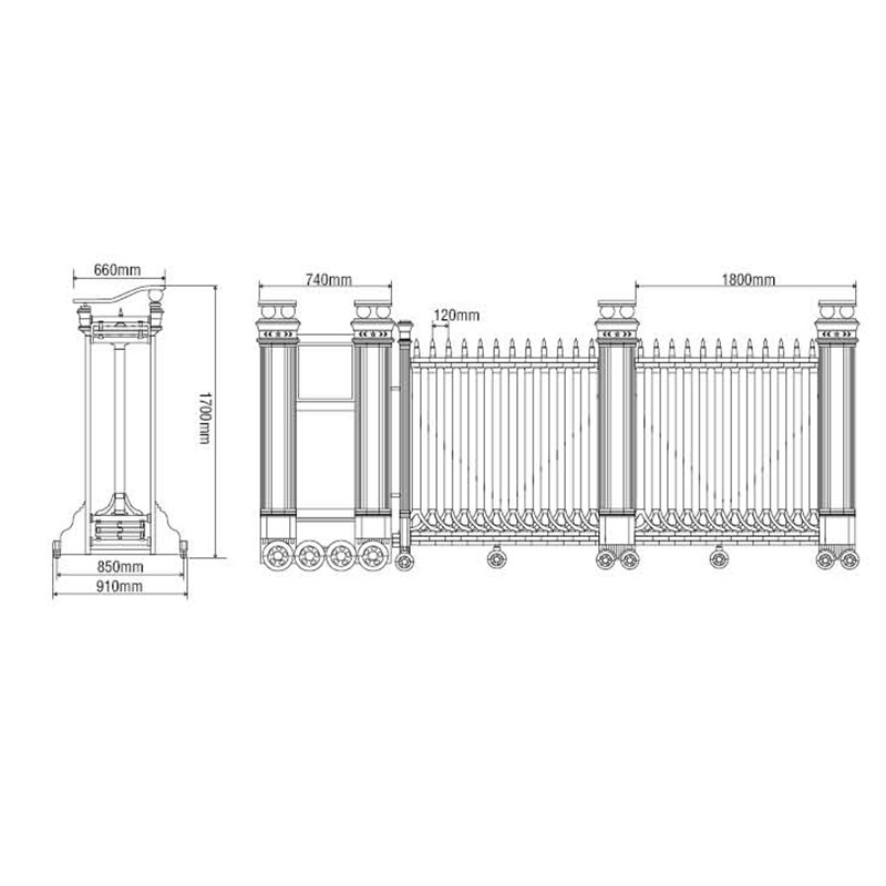 Electric Security Automatic Driveway Retractable Gate 40 Persons / Min