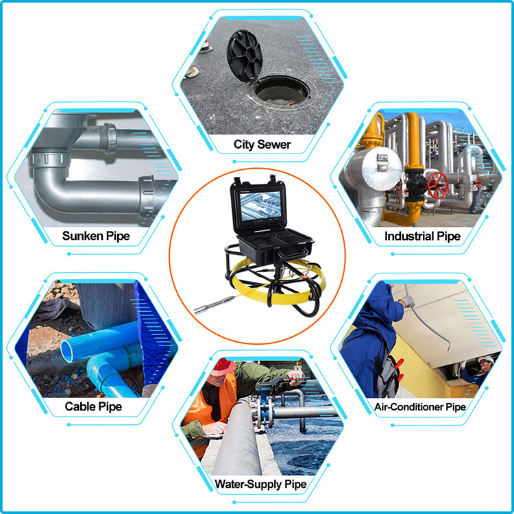 20M Cable Endoscope 9 Inch Sewer Pipe Inspection Camera System TFT LCD Display
