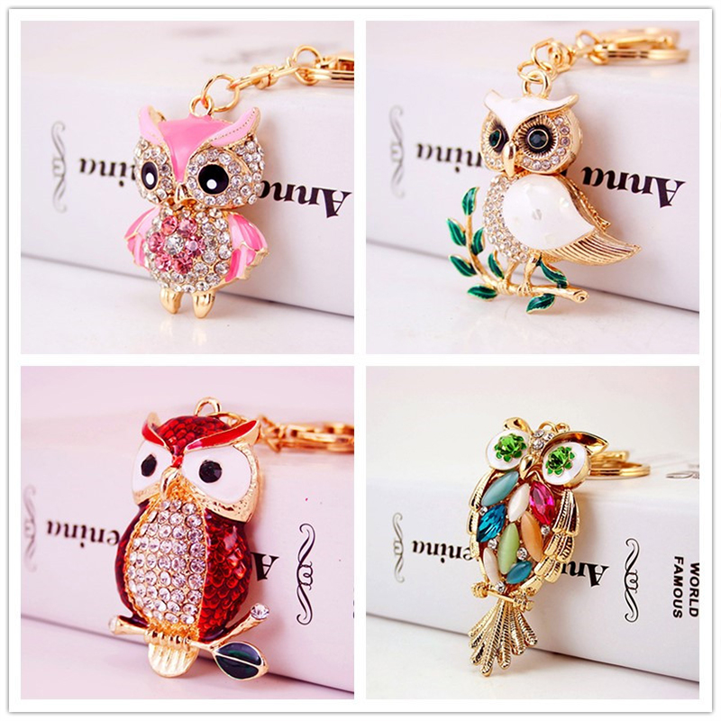 Owl Personalized Bling Wristlet Keychain 50mm Irregular Shaped