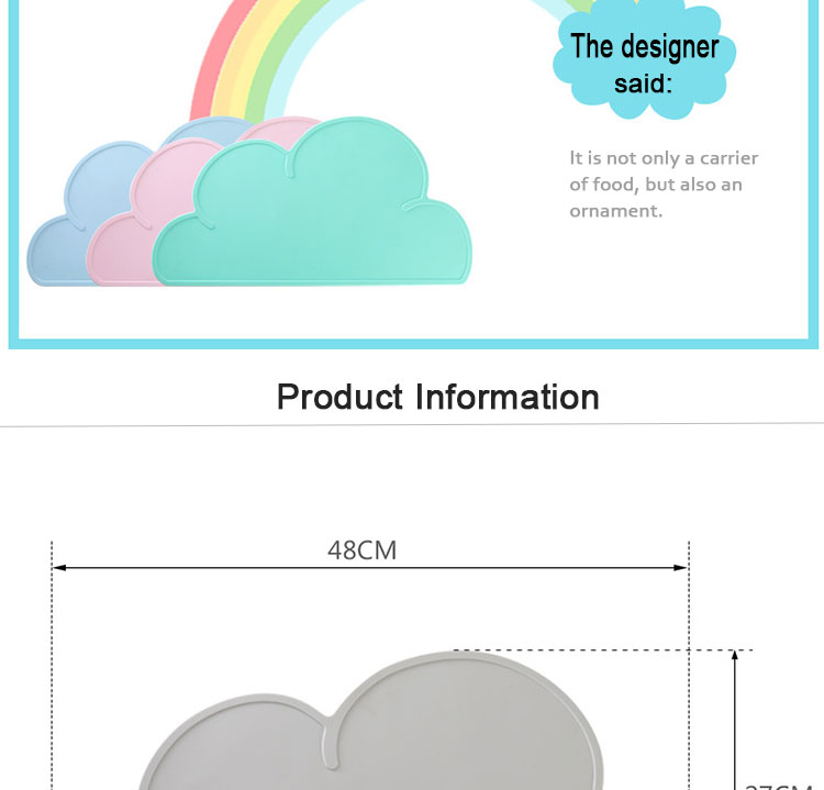 Anti Overflow Washable Reusable Silicone Food Placemat Baby Thick Silicone Placemats