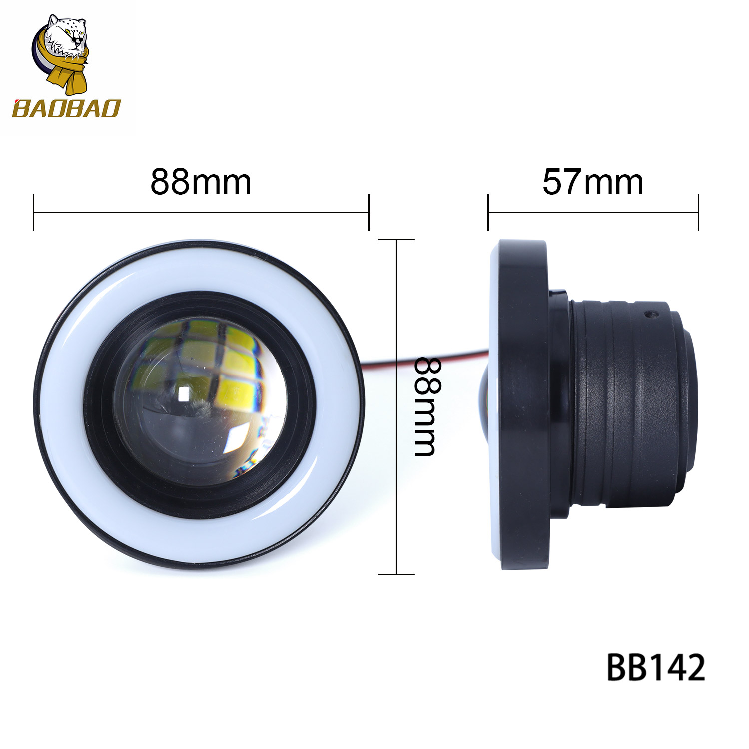 12V 3 Inch White Color Plastic Outdoor Parts Projector Len Fog Light