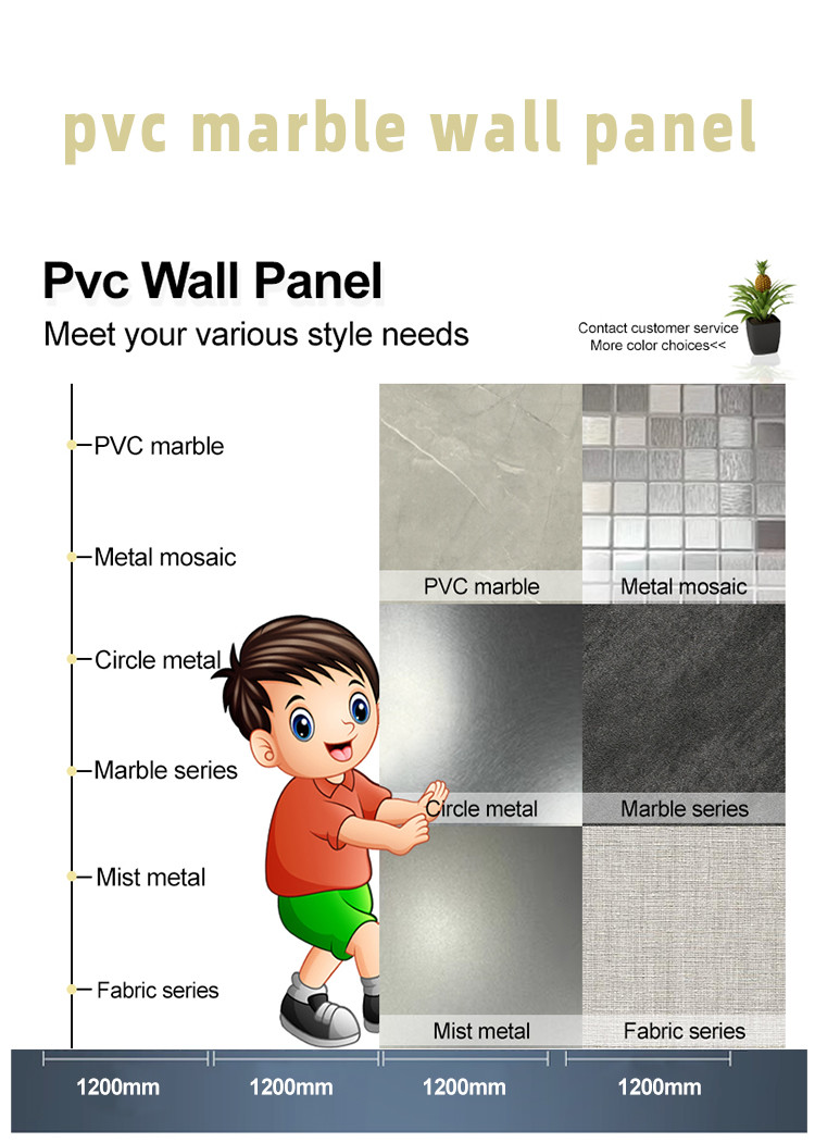 High Density Minimalist Style Bamboo Wood Fiber Veneer PET Marble Wall Panel