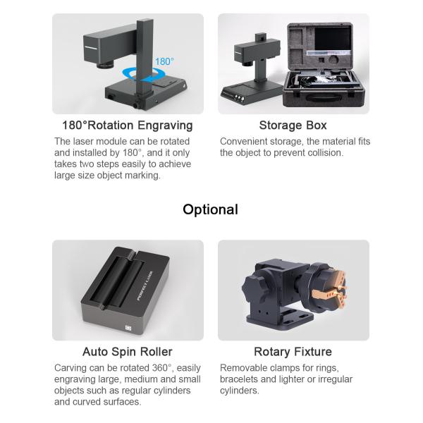 Rotatable Automatic Laser Marking Engraving Machine Red And Blue Dual Light