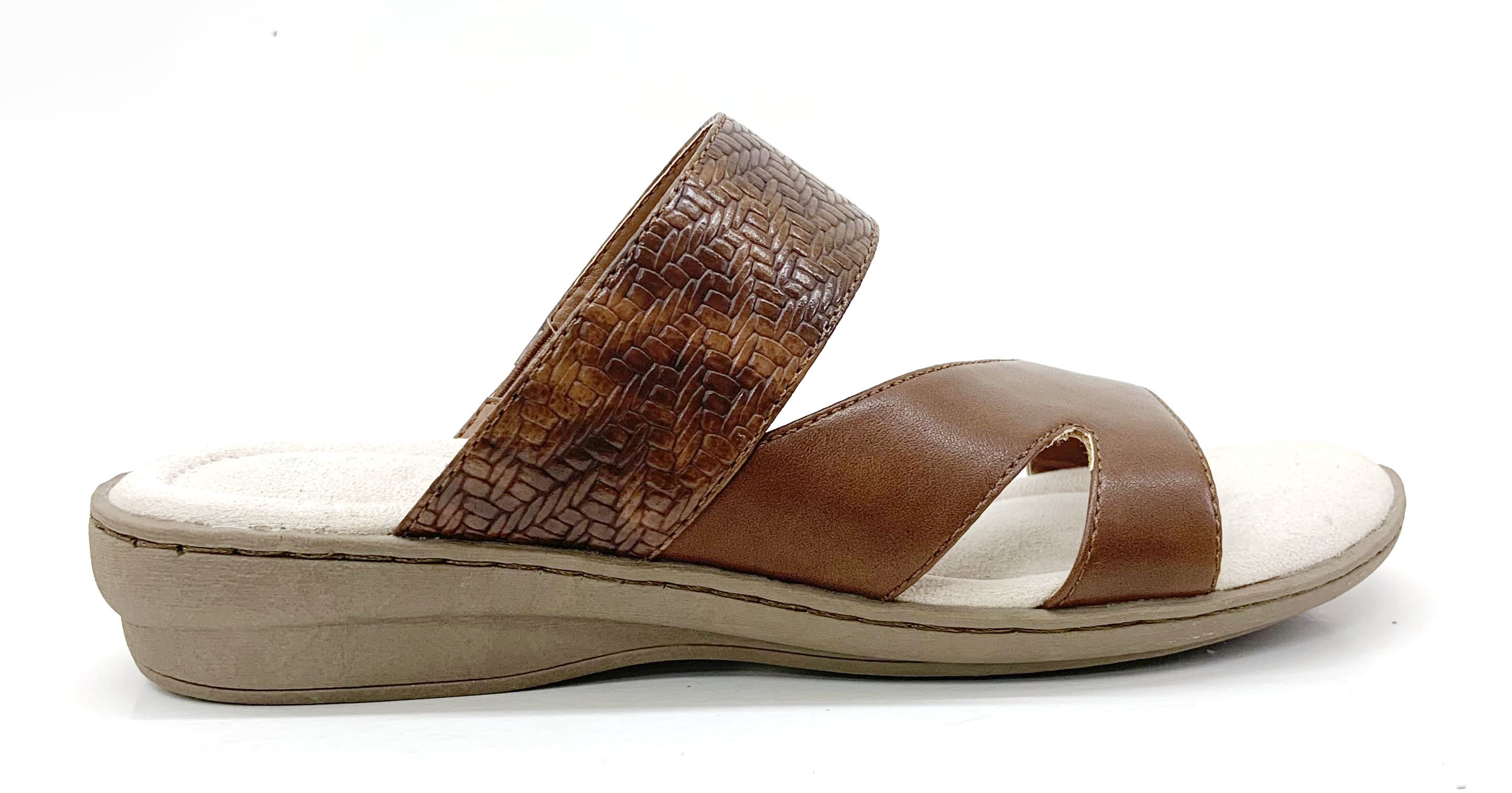 Stylish Womens Flat Sandals With Leather Upper Material Rubber Sole
