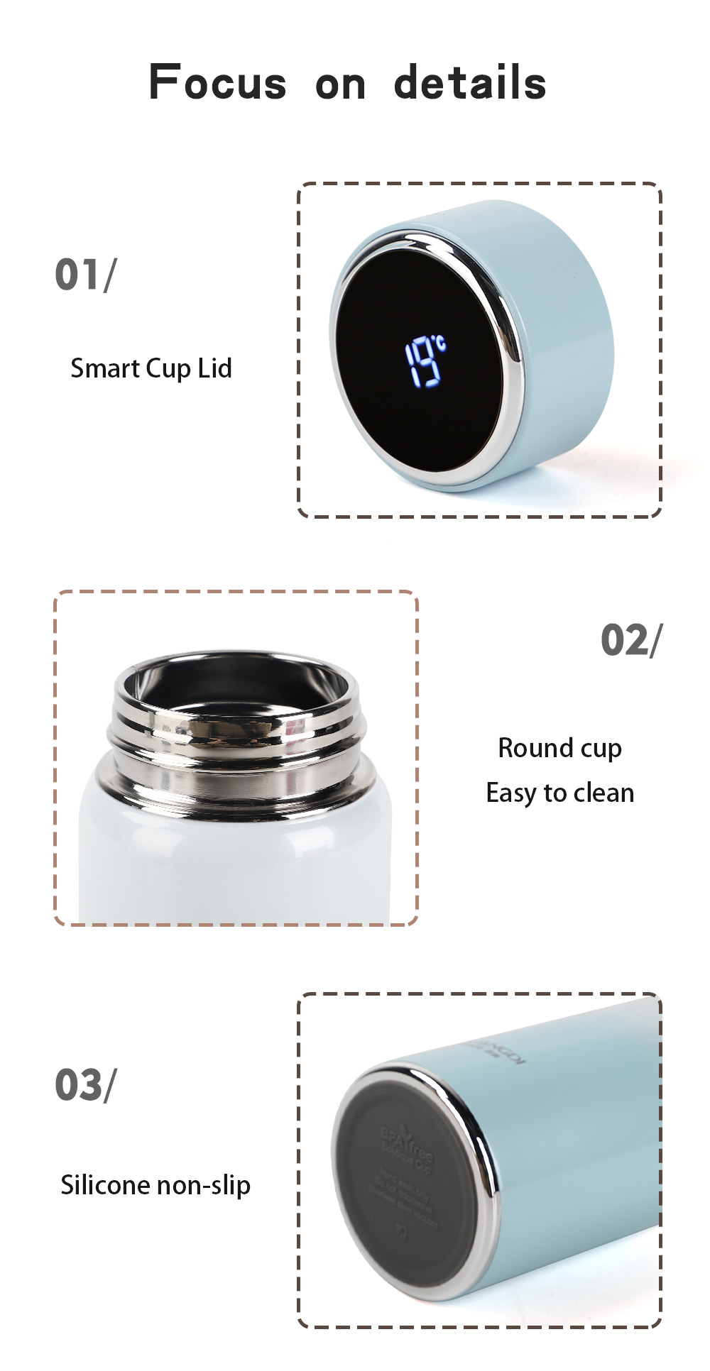 2020 New Style Smart Sport Water Bottle, Vacuum 316 Stainless Steel Insulated Thermos Flask with LED Temperature Display