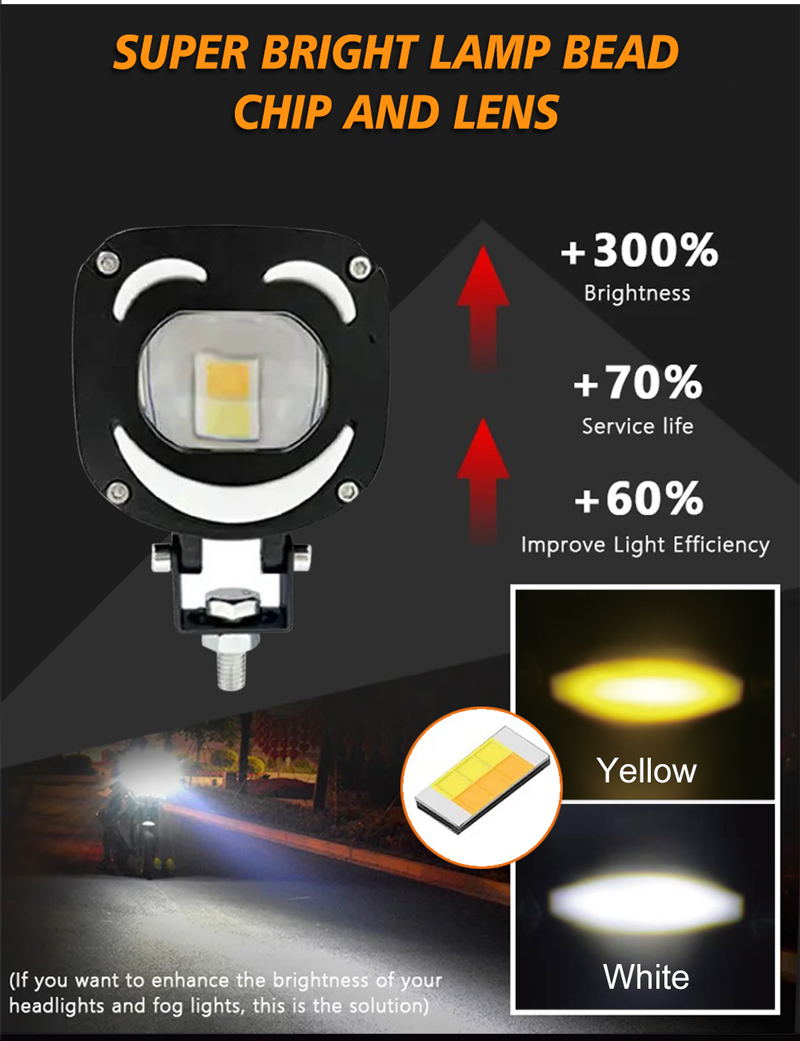 Colorful Red Blue White Yellow 24V Smile Design LED Light For Motorcycle