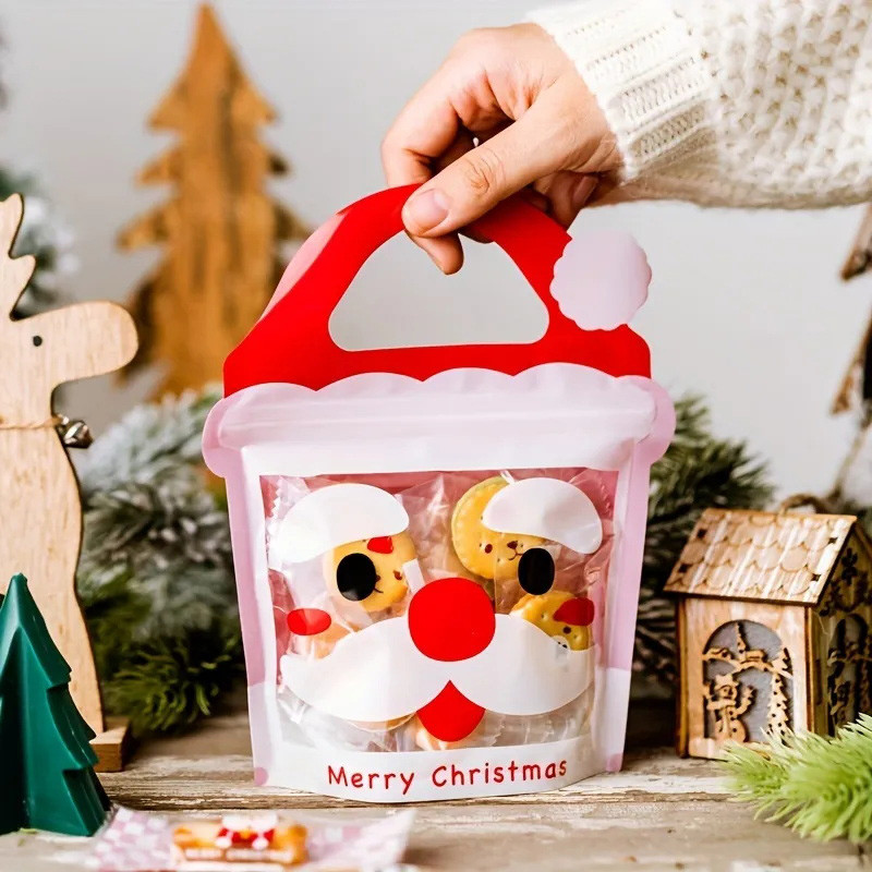 Christmas Mylar Packaging Bag Santa Claus Shaped For Cookies Gummies Candies