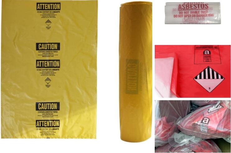 PE packing bag for Asbestos fibers, large size thicker LDPE asbestos remove bags, Large Asbestos Waste Removal Bags, pac