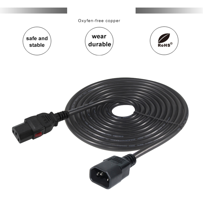 18 awg Computer Panel Mount Iec Cord C14 Male Plug To C13 Female Socket Power Connector