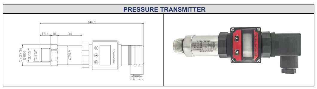 4-20mA diaphragm HTsesnor pressure transducer