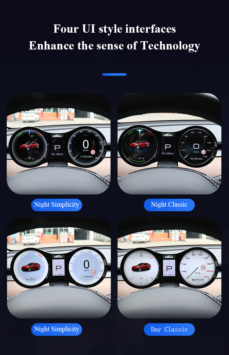 12.3 Inch Screen Dashboard Tesla Model 3 Model Y 1920*720 Black