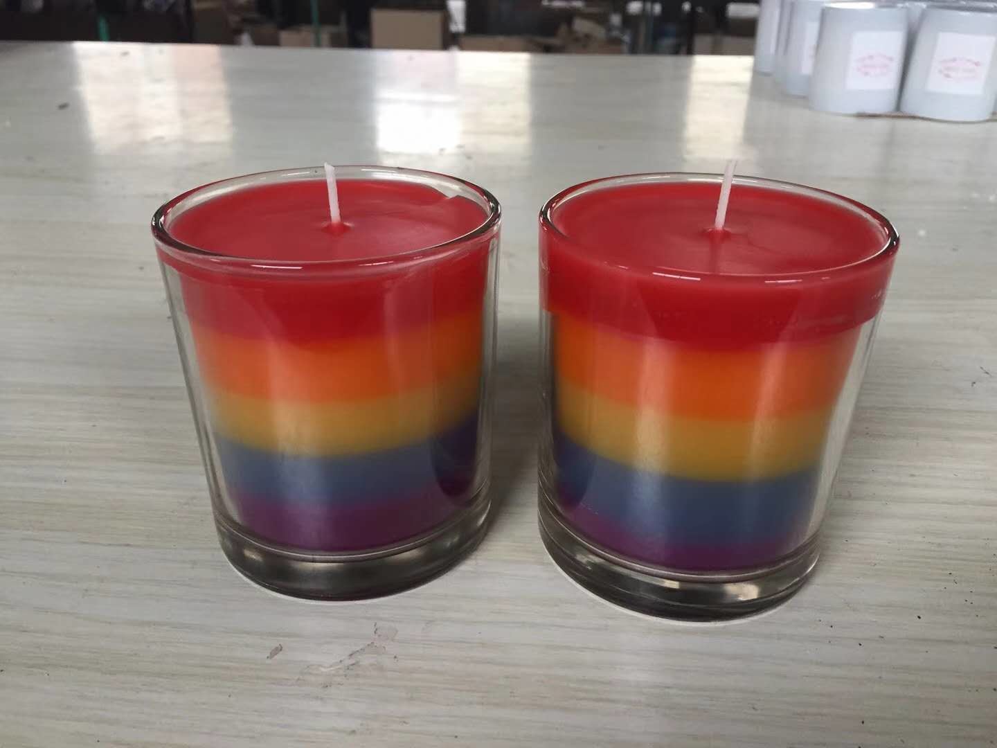 100% paraffin 5 color tones glass scented candle packed into gift box
