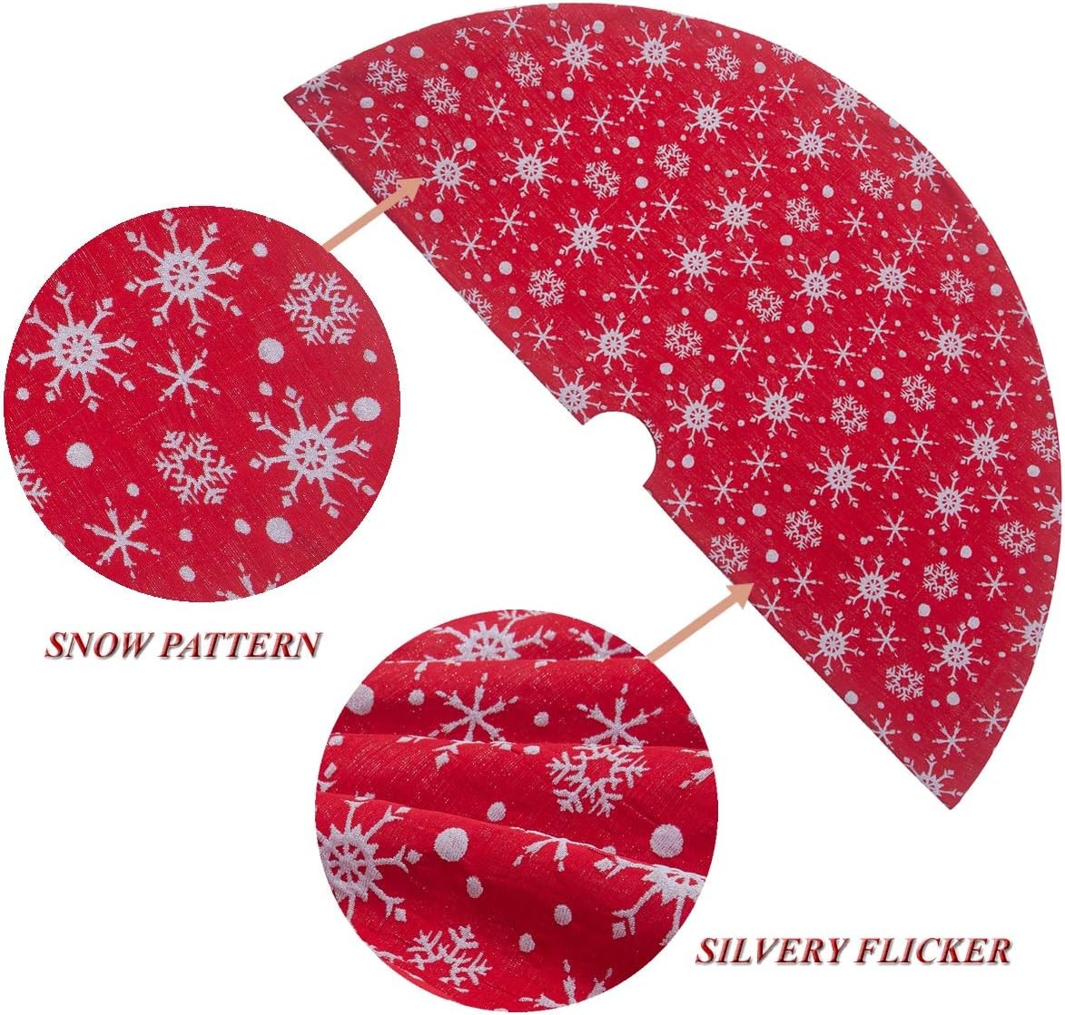 32 Inches Small Christmas Tree Skirt Double Layers Red and White Snow Carpet for Party Holiday Decorations Xmas Ornament