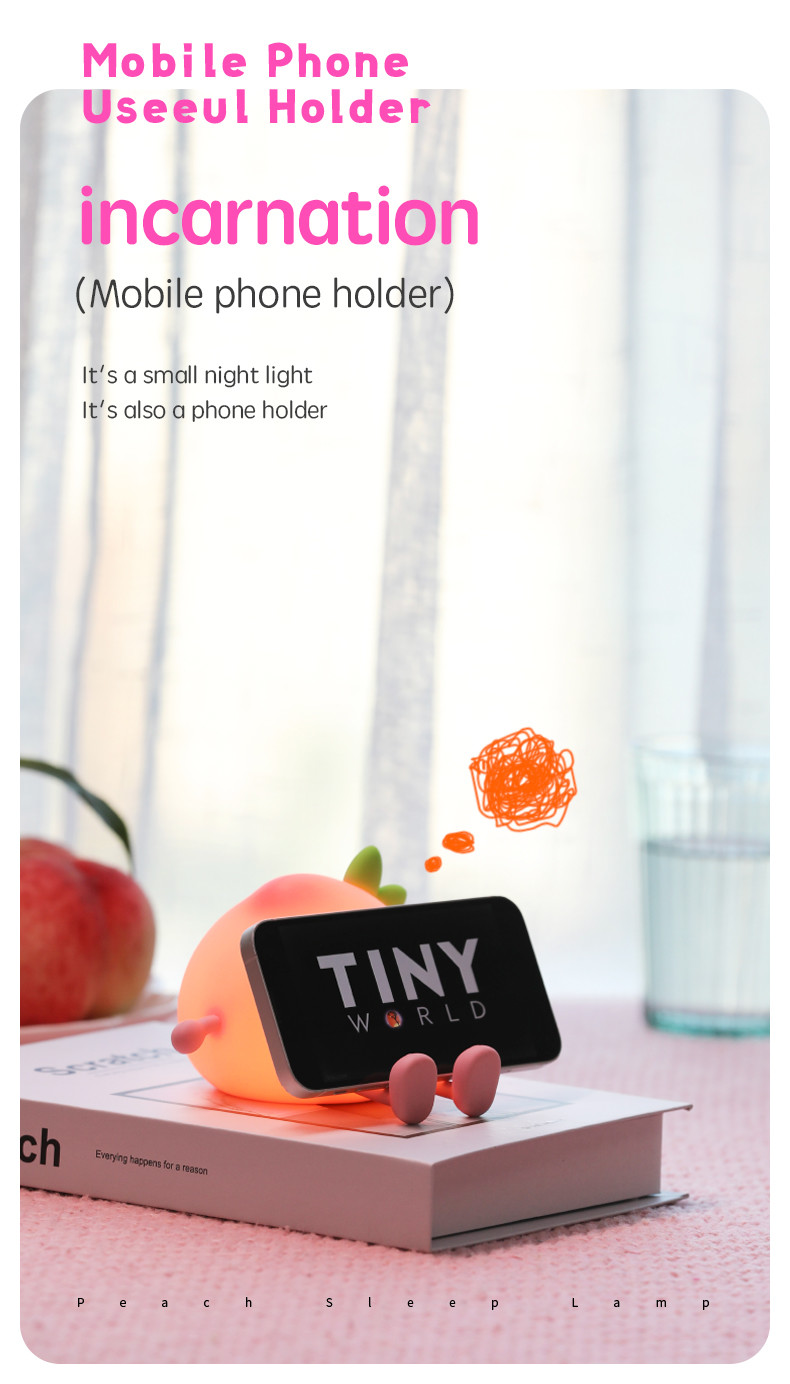 Holiday Gift Timed Sleep Relaxing Atmosphere Peach Silicone Night Lightpat Light