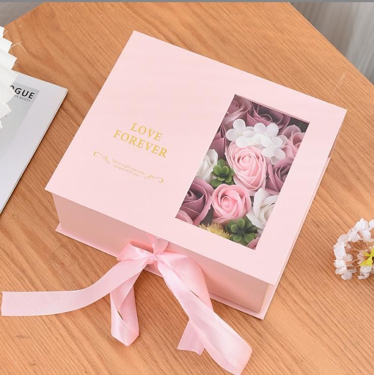 Elegant Black Color Custom Logo Printing Rigid Cardboard Jewelry Flower Gift Packaging Box