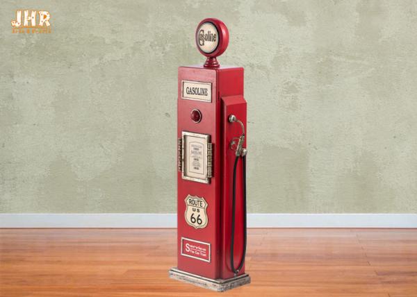 Gas Pump Storage Cabinet Decorative Wooden Cabinet Wood Floor Rack Red Color