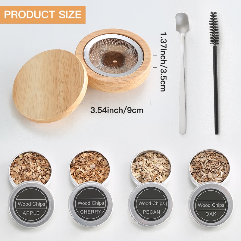 Hot Sale Wooden Cocktail Smoker Kit with Wooden Box Premium Wood Shavings and Essential Bar Tools