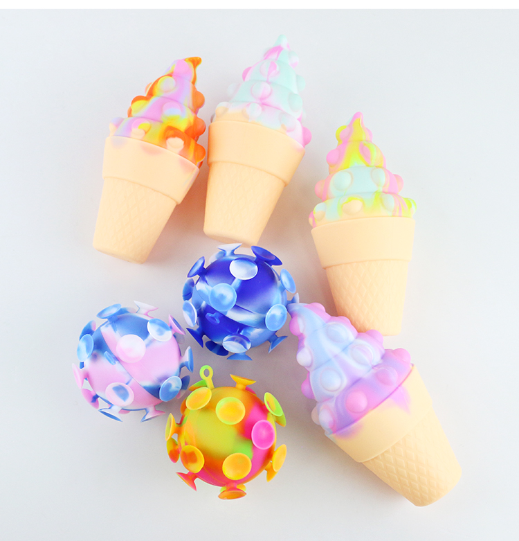 3D Colorful Silicone Ice Cream Teether For Baby Stress Relief Psychology