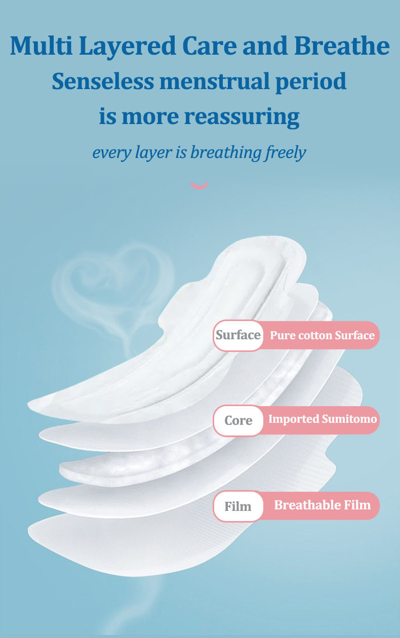 Female Night Use Sanitary Napkin Disposable SAP Negative Ion Sanitary Pad