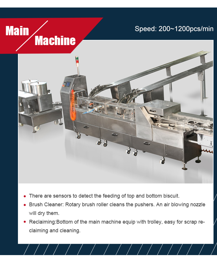 Two Lane Jam Filling Automatic Biscuit Making Machine , Multifunction Sandwich Cookie Machine