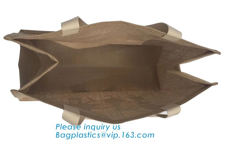 Multifunctional jute bag with low price,Natural Burlap Tote Bags Reusable Jute Bags with Full Gusset,shoulder strap plai