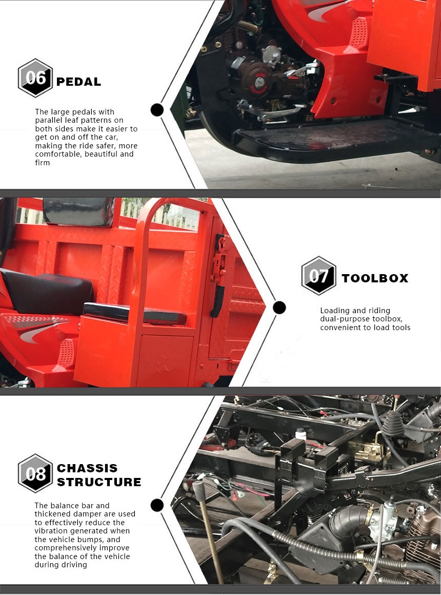 2022 Adults Home Farm Gas Powered Heavy Duty Cargo Vehicle Tricycle with 1000W Power