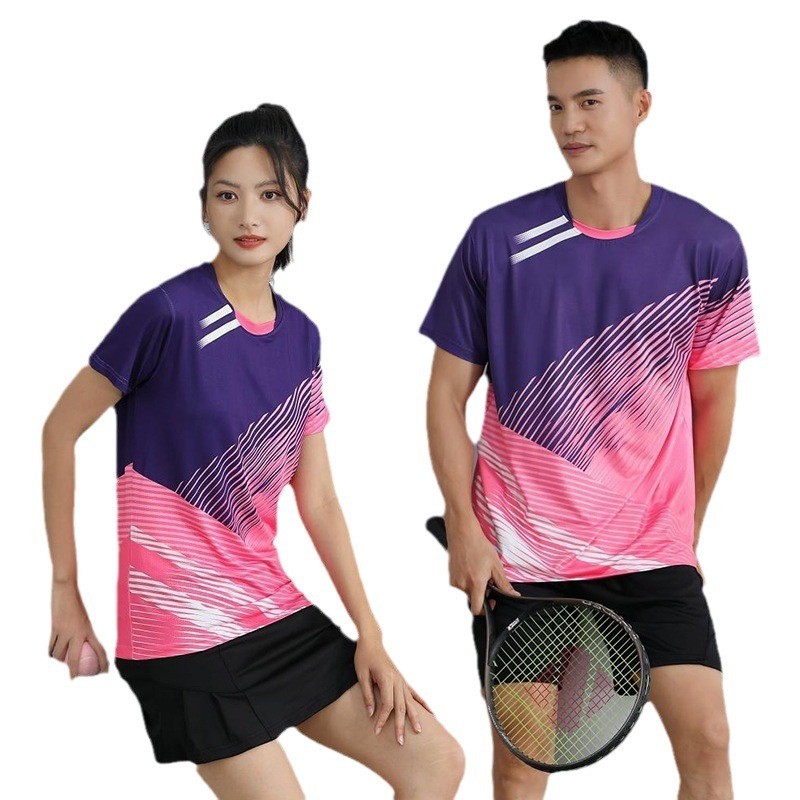 Sport Suit Women's And Men's Badminton Training Suit Full-Prints T Shirts
