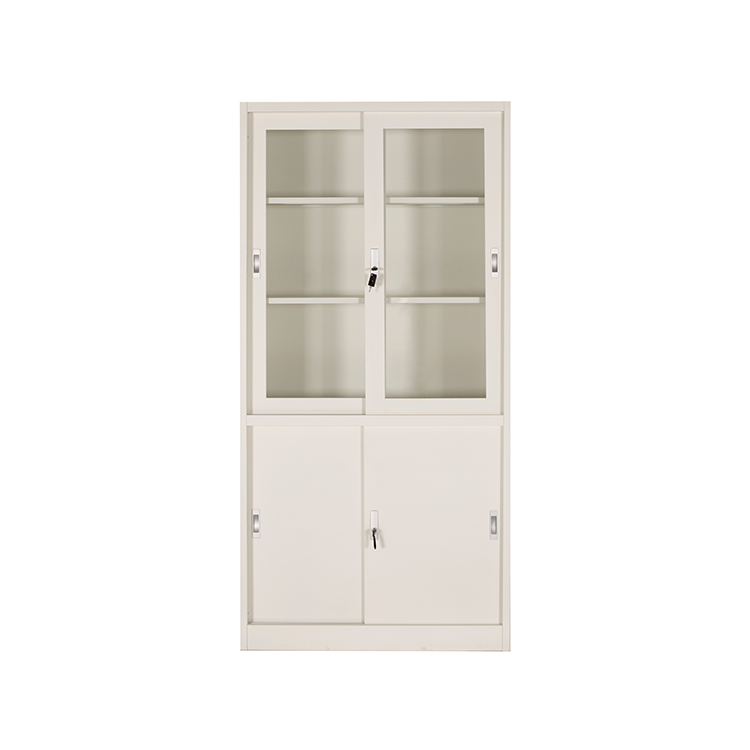 Commercial 2 Glass Door Steel Sliding Office File Cabinet Storage