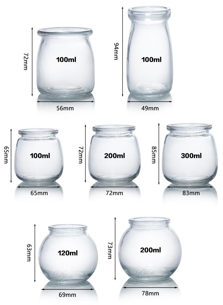 Custom Dessert Glass Pudding Jars 100ml 200ml 300ml