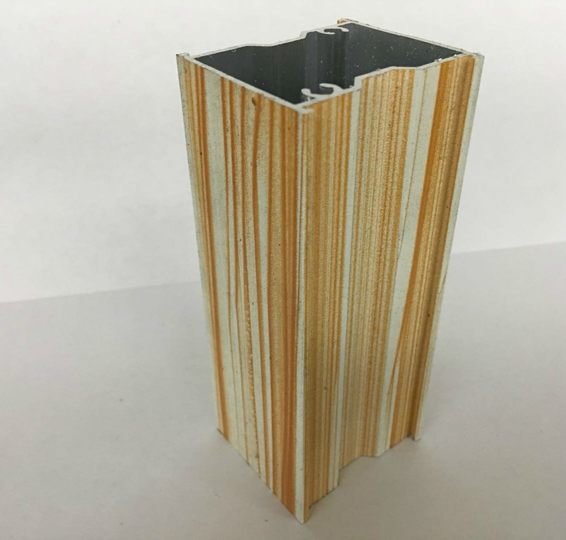 Yellow And White Stripe Wood Finish Aluminium Profiles For Door And Window