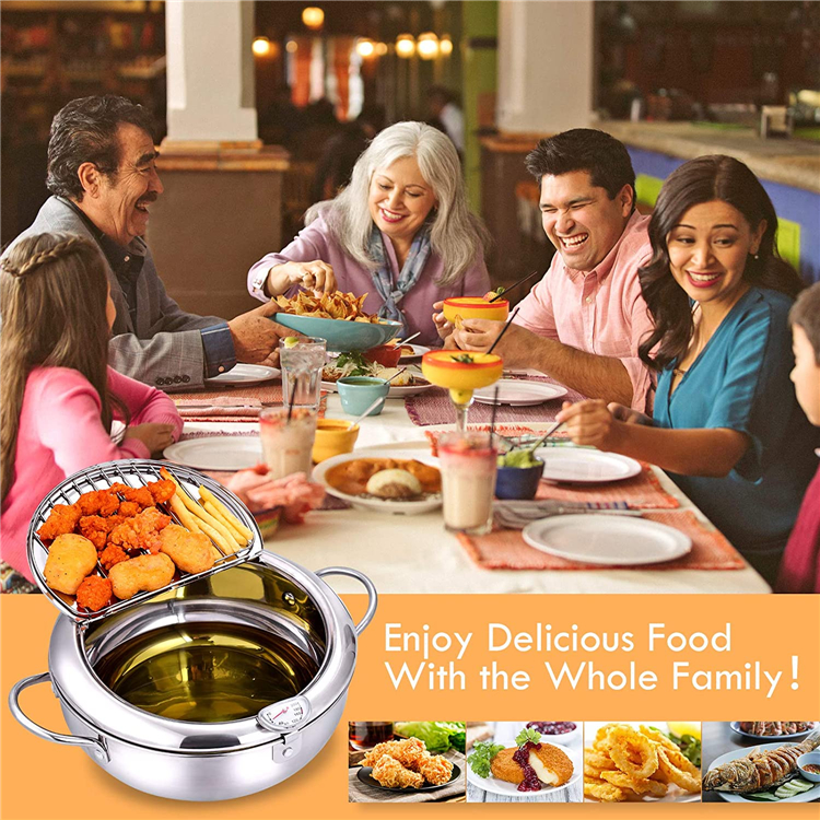 Custom Deep Frying Pots Restaurant Kitchen Fryer Pot Round Body Designed