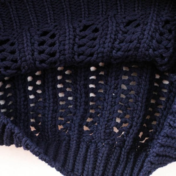 Crochet,Sweater Three Quarter Sleeve Hollow out Casual Crochet Knitted Sweater Women Jumper Pullovers